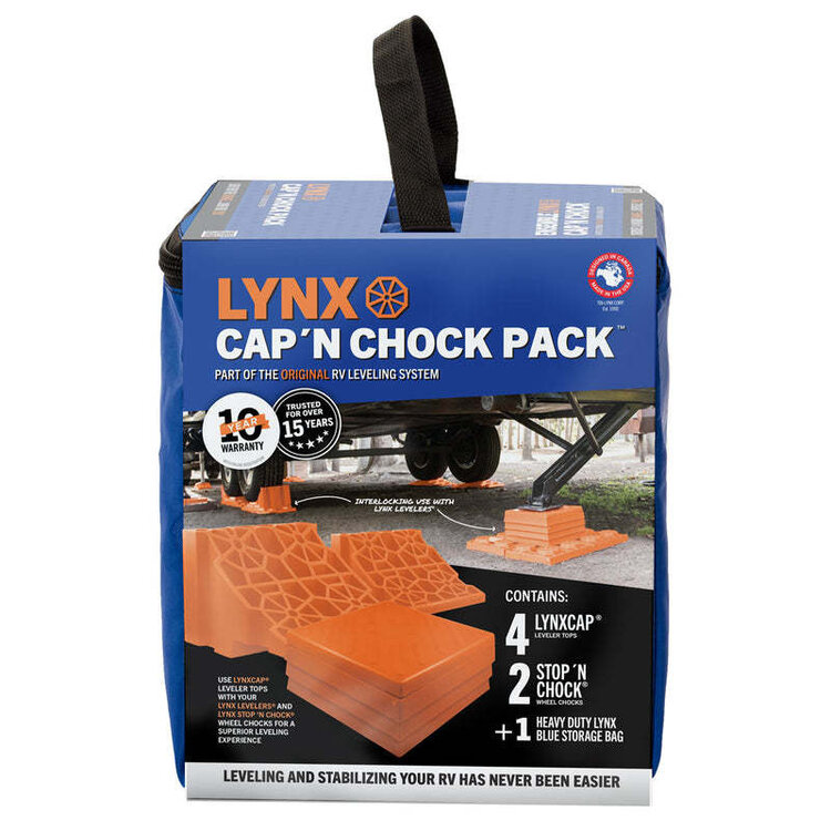 Tri-Lynx Trailer Leveling Kit; With Four 00019 Leveling Block/ Two 00018 Wheel Chock/ Lynx Blue Bag