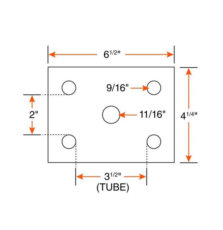 Frameco 3 1/2" tie plate for 9/16" 8K U-bolt