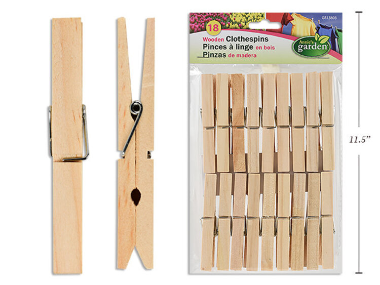 Homeaide Jumbo Wooden Clothes Pins ~ 18 per pack