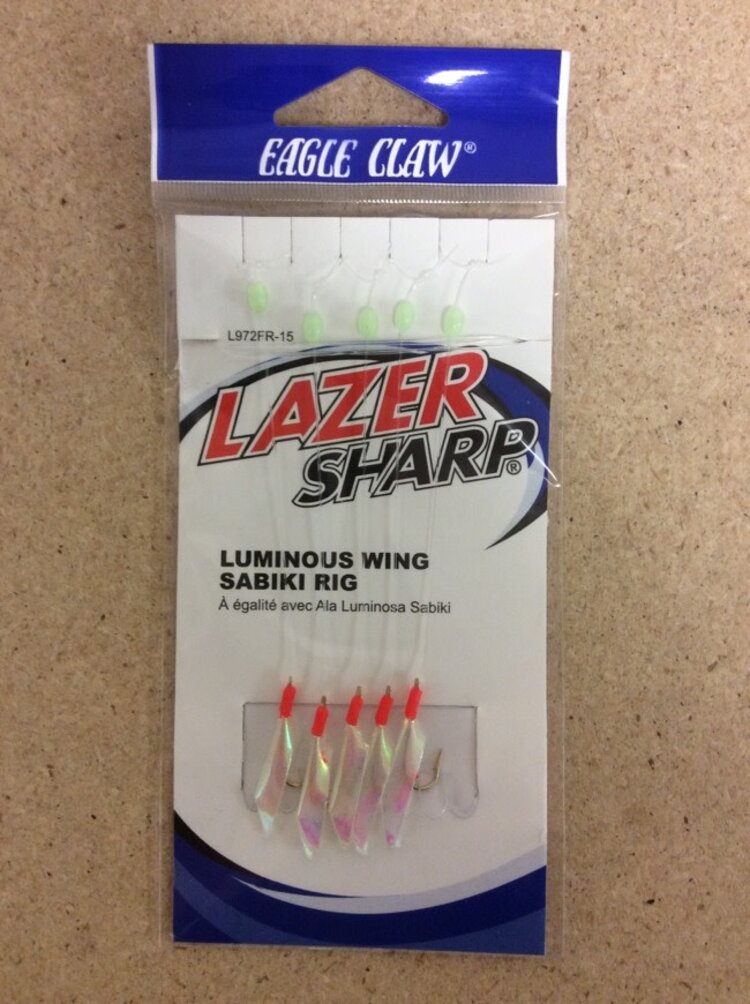 Eagle claw Eagle Claw Luminous Wing Sabiki Rig, 5/string ~ Fluorescent Red