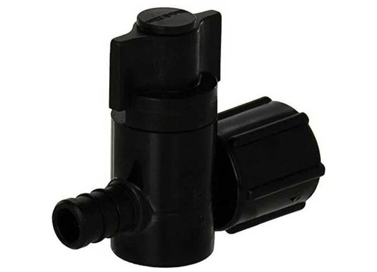Esco PLUMBING FITTINGS RV; 1/2BARB X 1/2FPT SW STOP VALVE BLACK