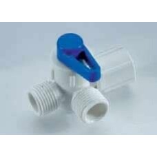 Esco Fresh Water Shut Off Valve; Flair-It ™ 1/2 Inch Compression Hex Swivel End Nut x 1/2 Inch Male Pipe Thread x 1/2 Inch Male Pipe Thread; White/ Blue Handle;