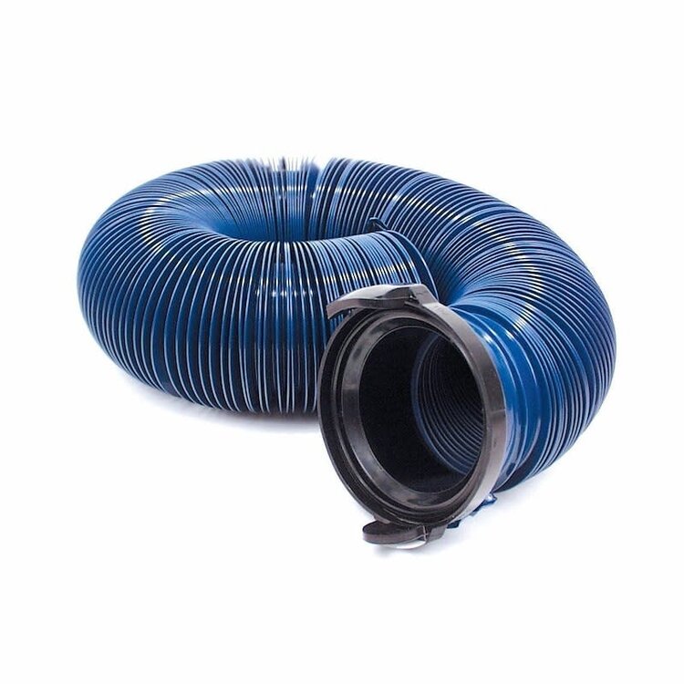 Valterra Sewer Hose; Quick Drain; 10 Foot Extended Length; Quick Drain Standard Duty; 3 Inch Diameter; 8 Mil Vinyl; Blue;
