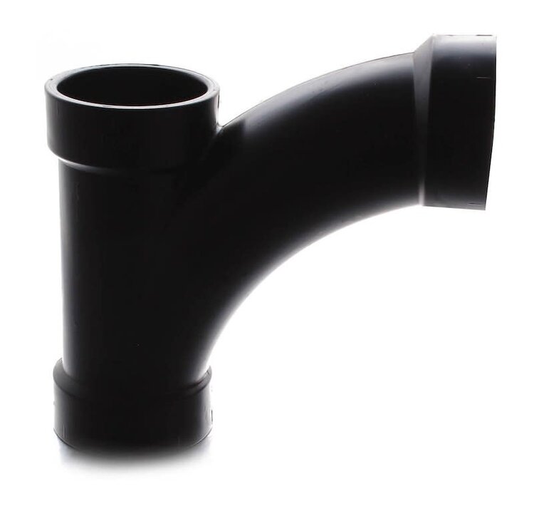 Lasalle Bristol Sewer Waste Valve Fitting; Long Turn Wye; 1-1/2 Inch Hub; 1/8 Inch Bend; ABS Plastic