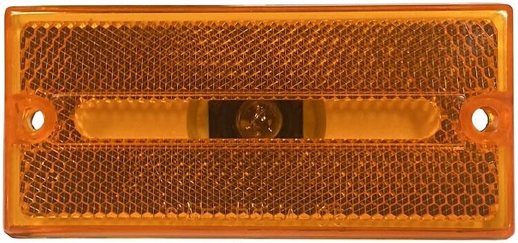 Peterson Mfg. Clearance Light; Incandescent; Rectangular; Amber Lens;  White Base