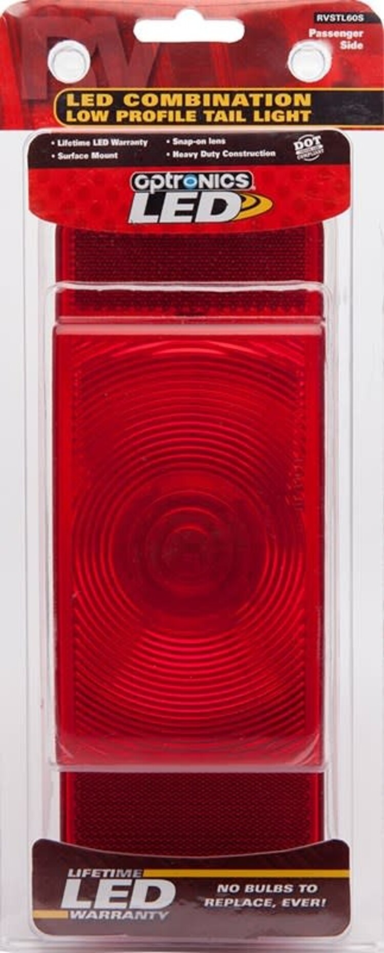 Optronics Trailer Light; Stop/ Turn/ Tail Light; LED; Rectangular Passenger Side; White Base