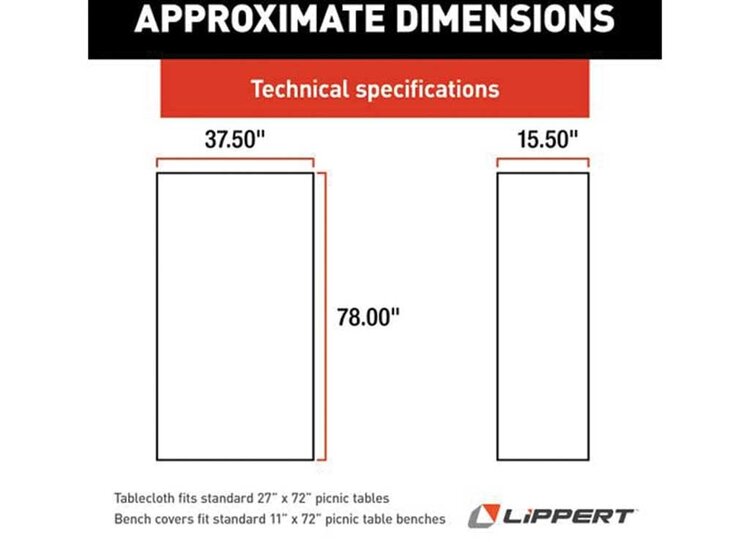 Lippert LIPPERT 3 PC PICNIC TABLE COVER SET-PATCHWORK PRINT