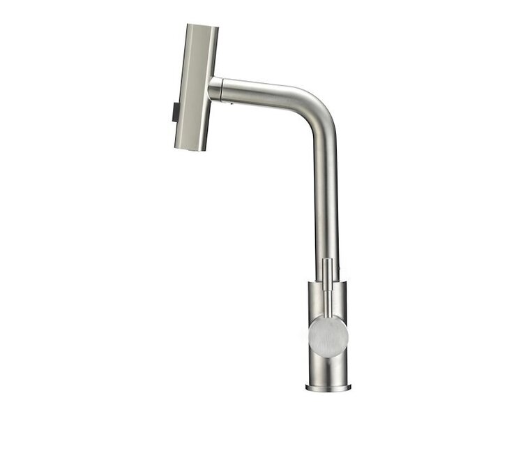 Dura Faucet Single Piece Deck Mount; Rainfall Pull Out Spout; Lever Type Satin Nickle