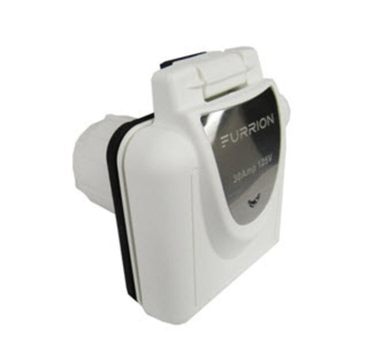 Furrion Recept - Inlet - 30A - 125 V - Smart - Marine Power - Square - OEM - White