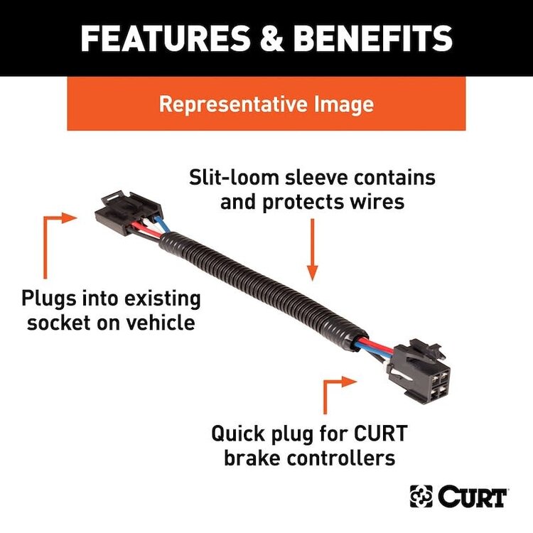 CURT Trailer Brake Control Wiring Harness; Allows Tekonsha Brake Controllers To Be Used With CURT Harnesses