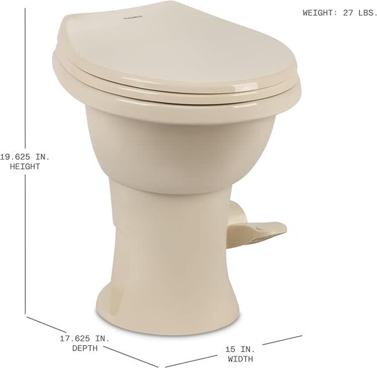 Dometic Bone Toilet; 410 Series; Standard Profile; 18 Inch Seat Height; Slow Close