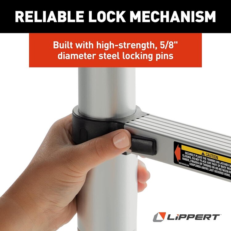 Lippert Utility Ladder; On-The-Go™; Vehicle Mounted Universal When Equipped With Ladder Receiver; Telescoping; 12 Foot 6 Inch Height