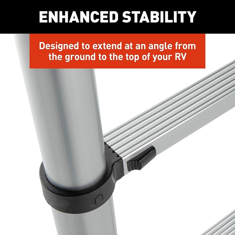 Lippert Utility Ladder; On-The-Go™; Vehicle Mounted Universal When Equipped With Ladder Receiver; Telescoping; 12 Foot 6 Inch Height