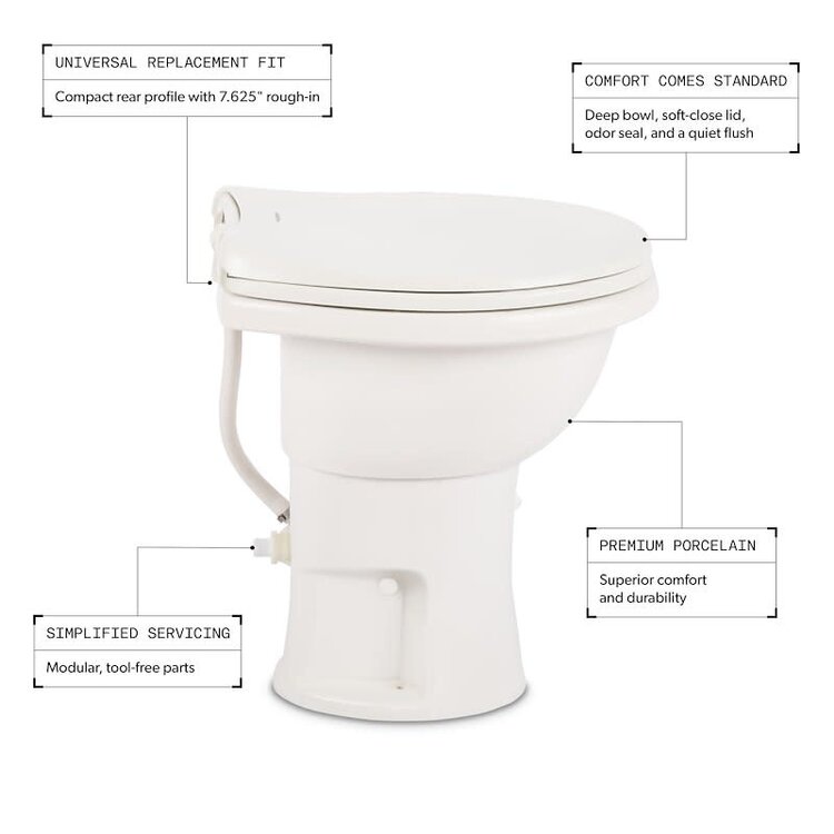 Dometic White 410 Dometic Toilet W/ Slow Close Lid