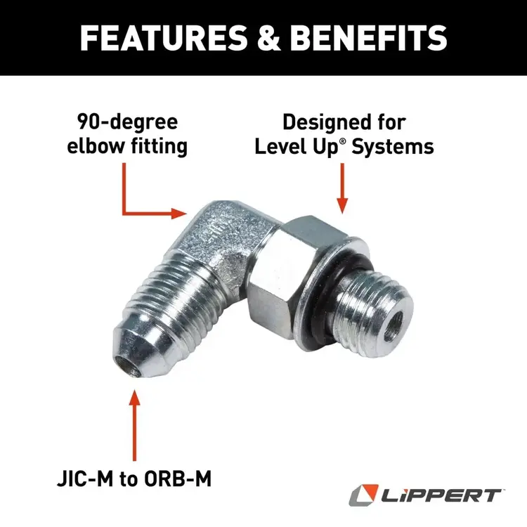Lippert Lippert 1/4" 90° Elbow Hydraulic Leveling System Fitting #6801-04-04
