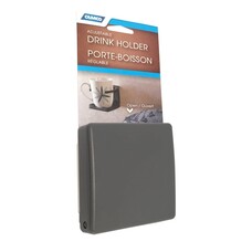 Camco Mfg., Inc. Cup Holder; Flush Mount; With Self Adhesive Mount and Screw Mount; Foldable; Gray; Plastic