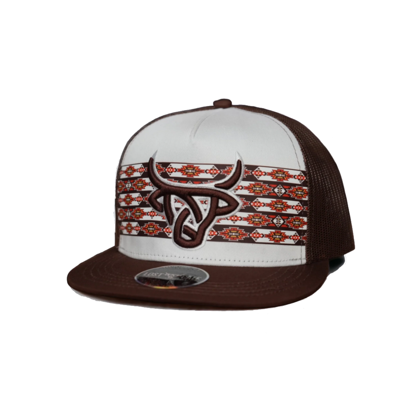 Lost Calf Brand Lost Calf Koda White/Brown Flat Bill Trucker Hat