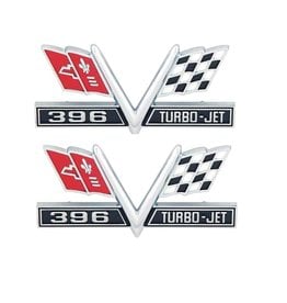 TWE 1967 Camaro / 1966-67 Chevelle 396 V-Flag Fender Emblem Pair