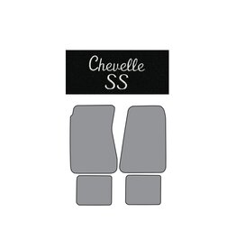 Auto Custom Carpets 1968-72 Chevelle Loop Carpet Floor Mats  - Black w/ Silver " Chevelle SS" Logo