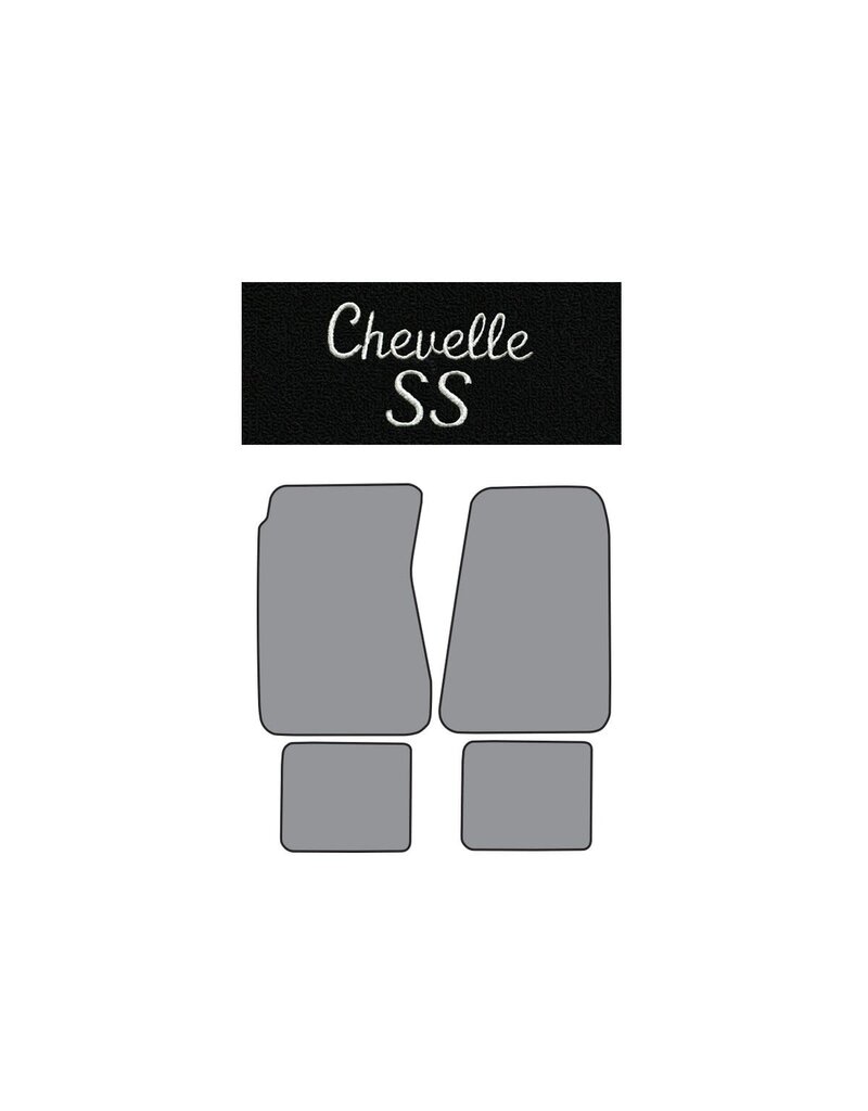 Auto Custom Carpets 1968-72 Chevelle Loop Carpet Floor Mats  - Black w/ Silver " Chevelle SS" Logo