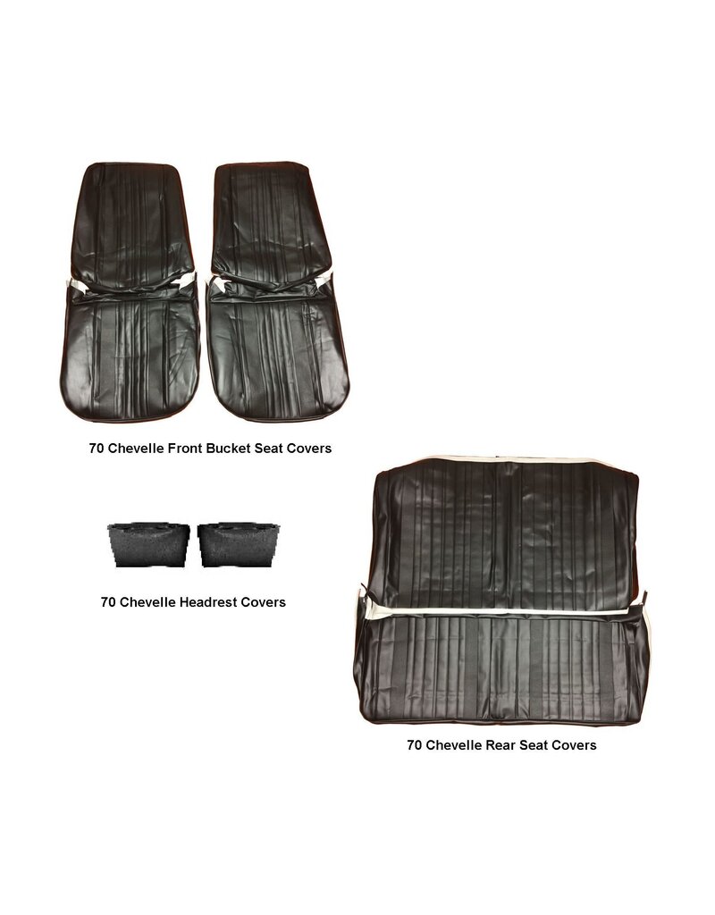 Distinctive Industries 1970 Chevelle Coupe Front Bucket & Rear Seat Covers - Black