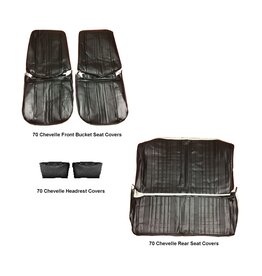 Distinctive Industries 1970 Chevelle Convertible Front Buckets and Rear Seat Covers Set - Black