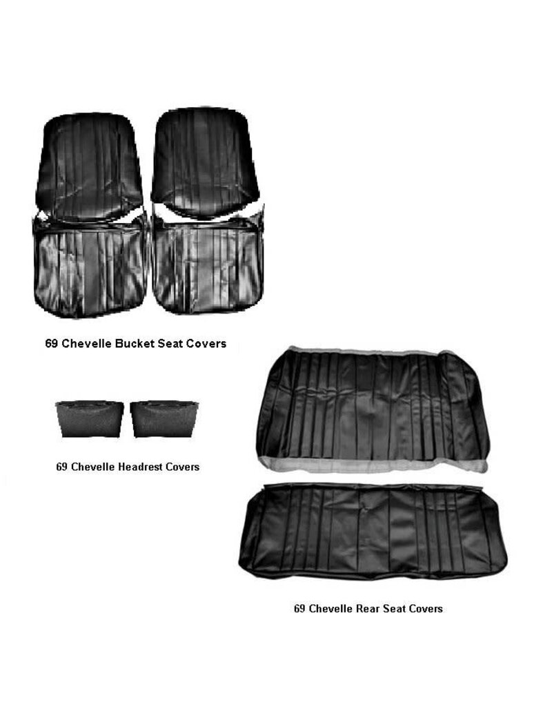 Distinctive Industries 1969 Chevelle Front Bucket & Rear Seat Cover Set - Black