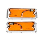 1973-80 Chevy Truck C/K 10 (Pair) 17 Amber LED Front Parking Light Set w/SS Trim