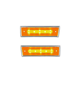 (PAIR) LED Amber Dual Function Side Marker W/SS Trim 1981-87 Chevy Truck C/K 10