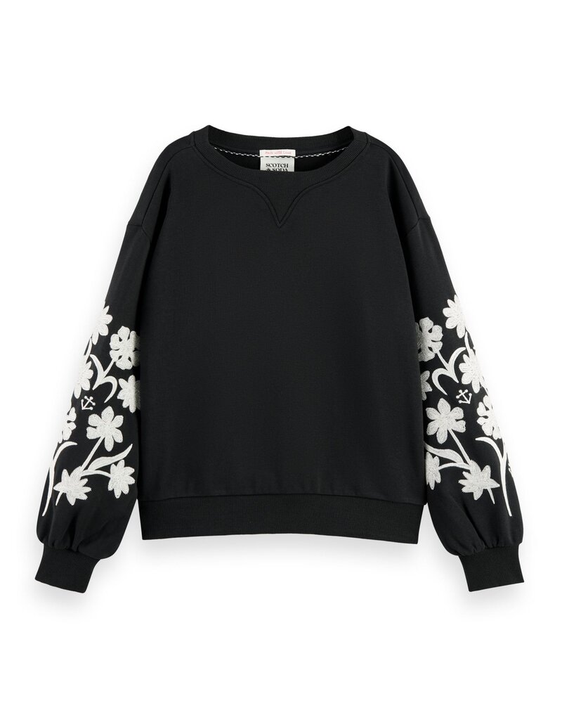 Evening Black Embroidered Sleeve Sweatshirt Scotch Soda