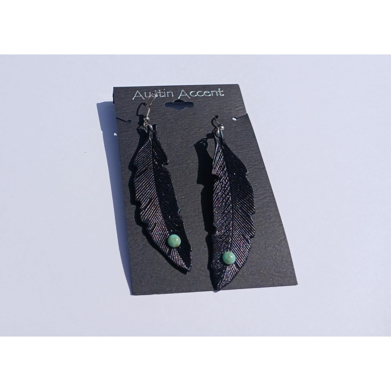 Austin Accents Leather Feather Earrings