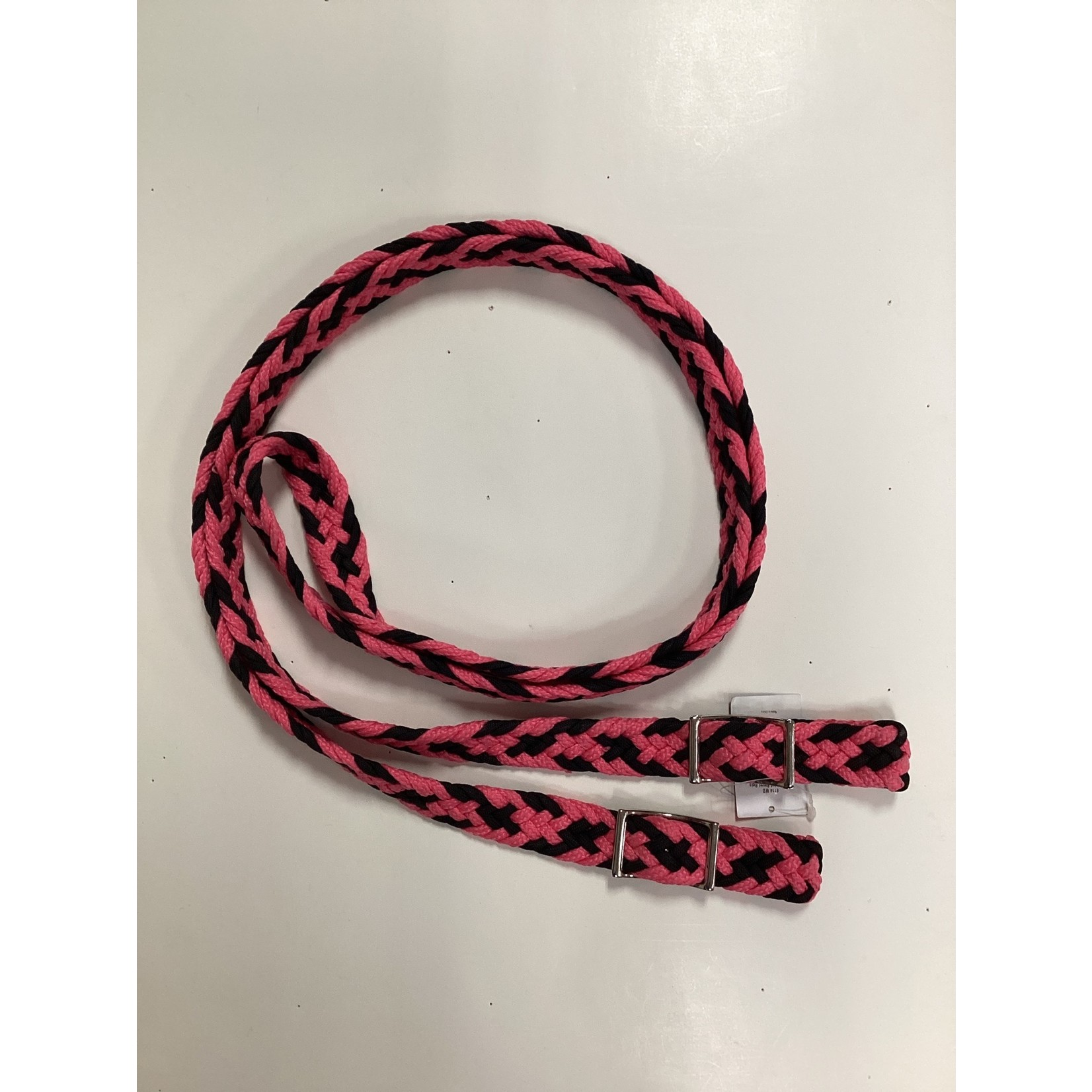 Mustang Flat Barrel Rein - Pink/Black