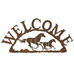 Metal Running Horses Welcome Sign