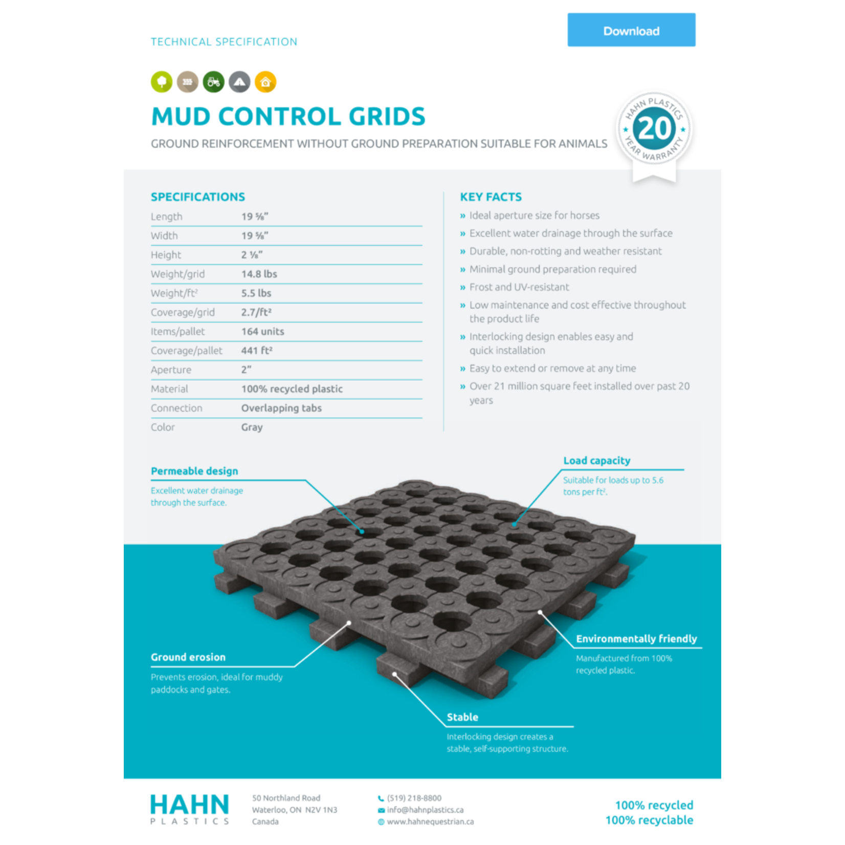 Hahn Plastics Mud  Control Grid