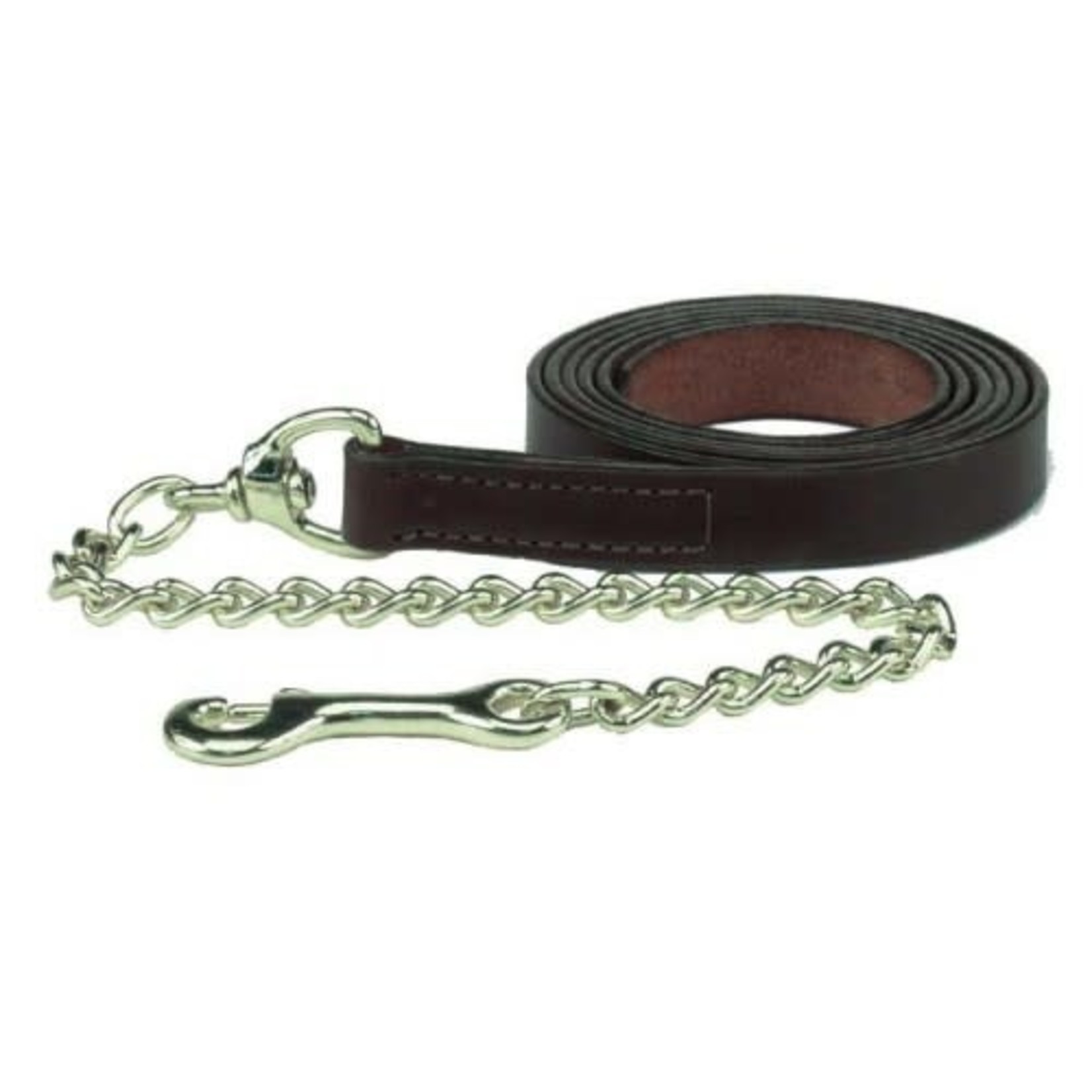 Western Rawhide Leather Lead with Nickel Plated Chain