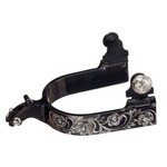 Western Rawhide Black Satin Floral and Vine Spur