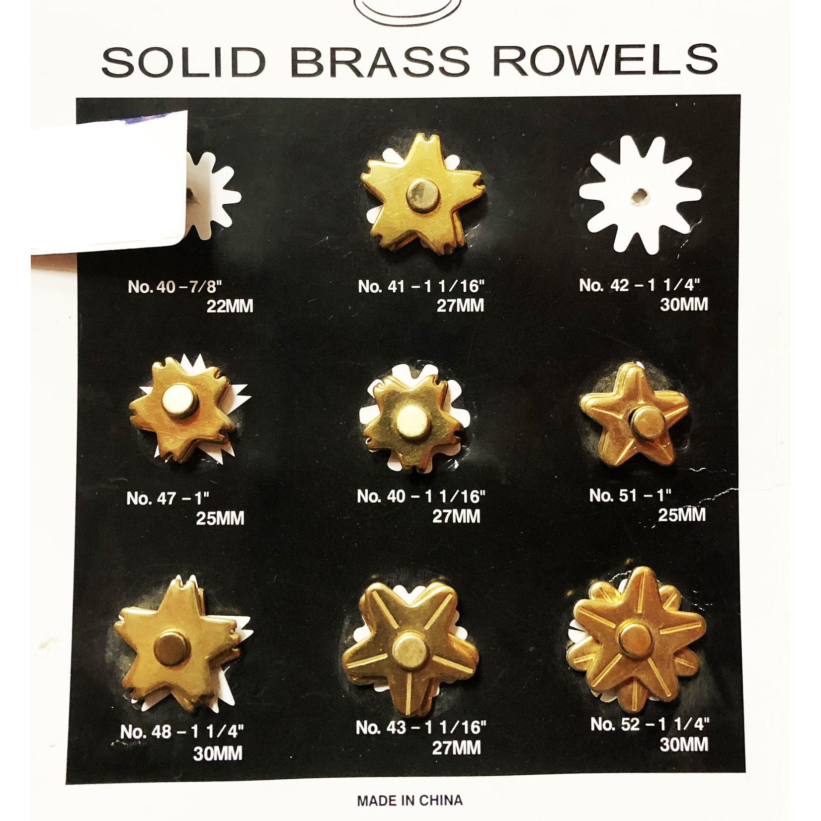 Western Rawhide Rowel Card - Assorted Solid Brass - Singles