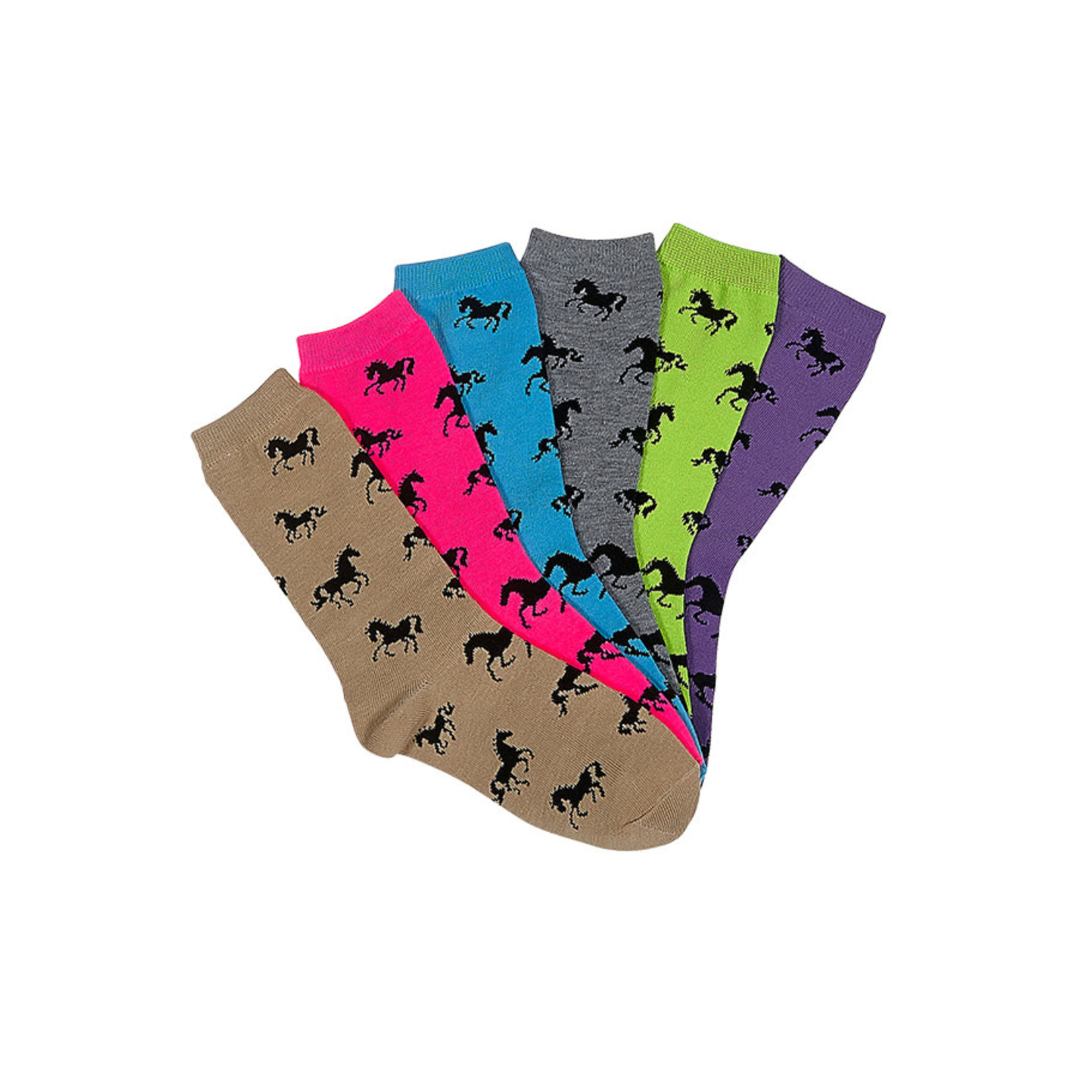 AWST International Ladies Crew Socks - Horses All Over