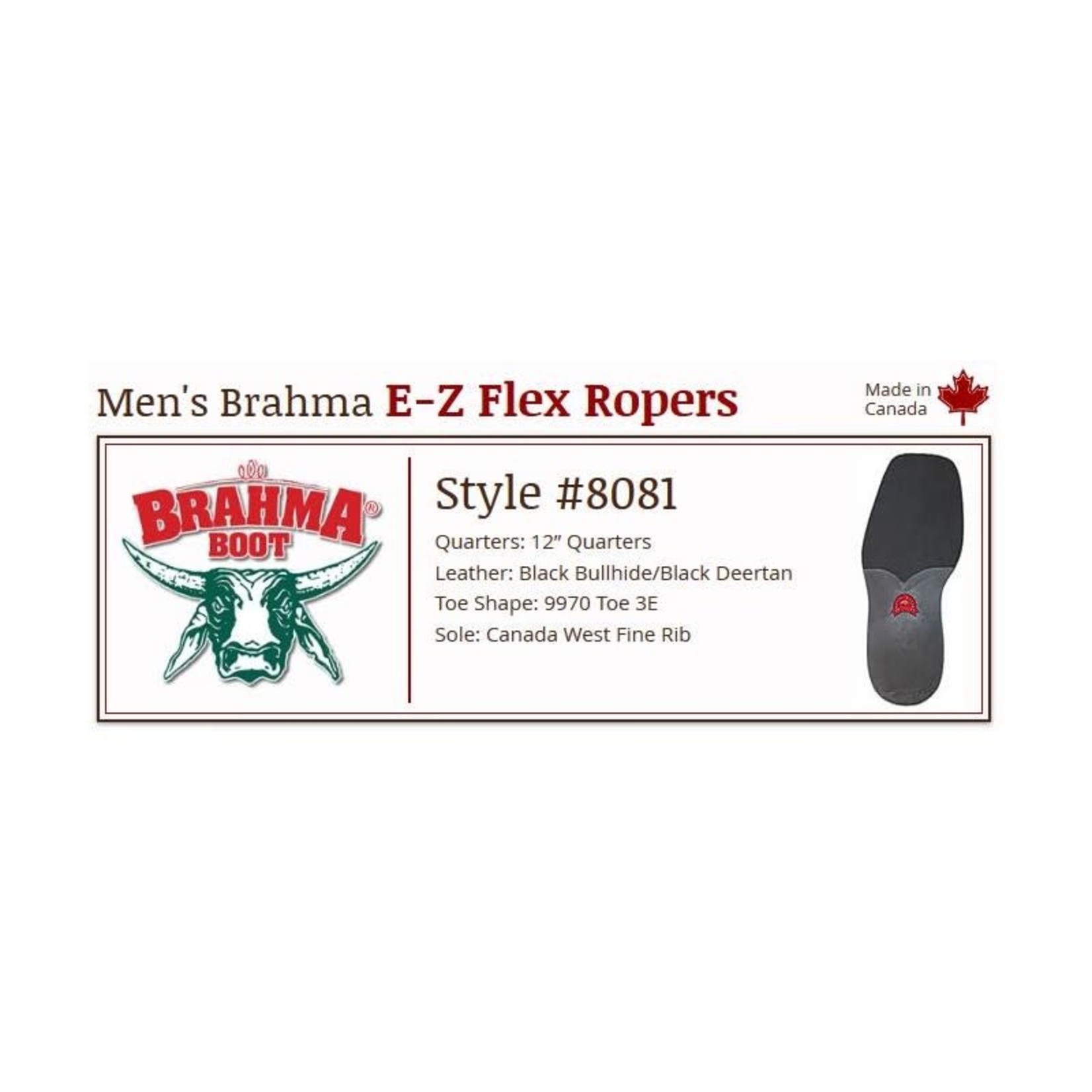 Canada West Boots Men's Brahma Roper