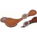 Country Legends Basket Tooling Shaped Spur Strap - Golden Tan