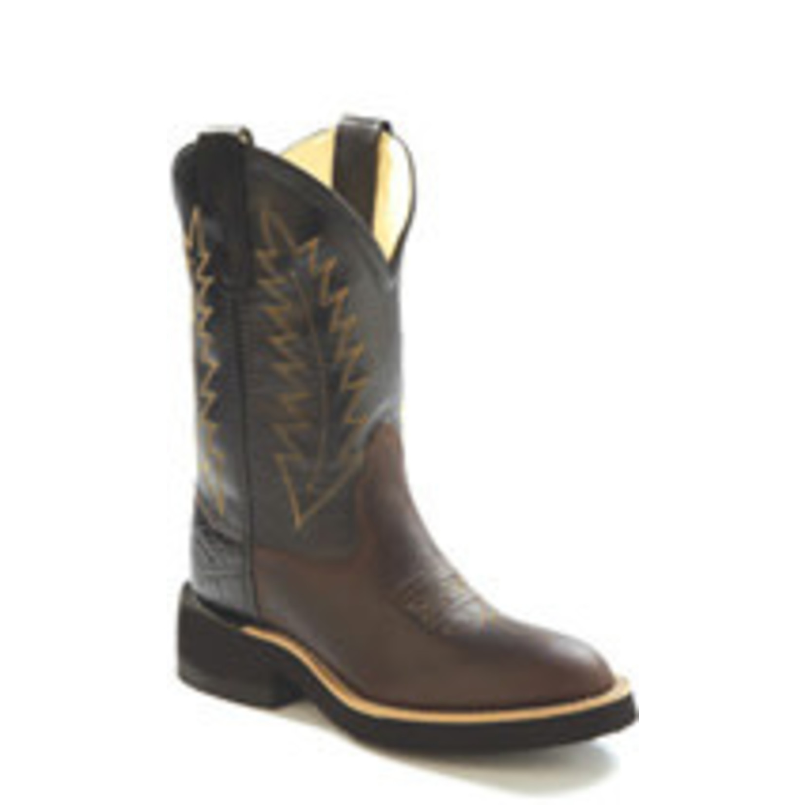 Old West 1606 Youth Leather Western Boot - Black Shaft/Brown Foot, Size 4