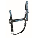 Western Rawhide Signature Pattern Halter w/ Antique Silver Hardwar & Snap - Black/Blue Rhombus, Horse Size