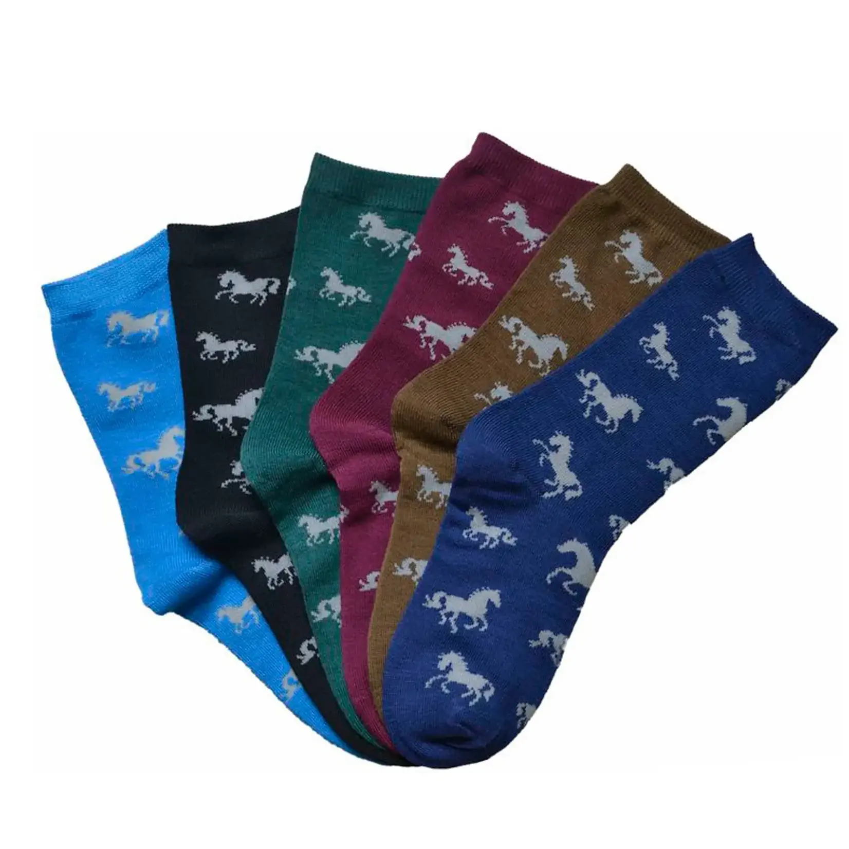 AWST International Ladies Crew Socks - Horses All Over