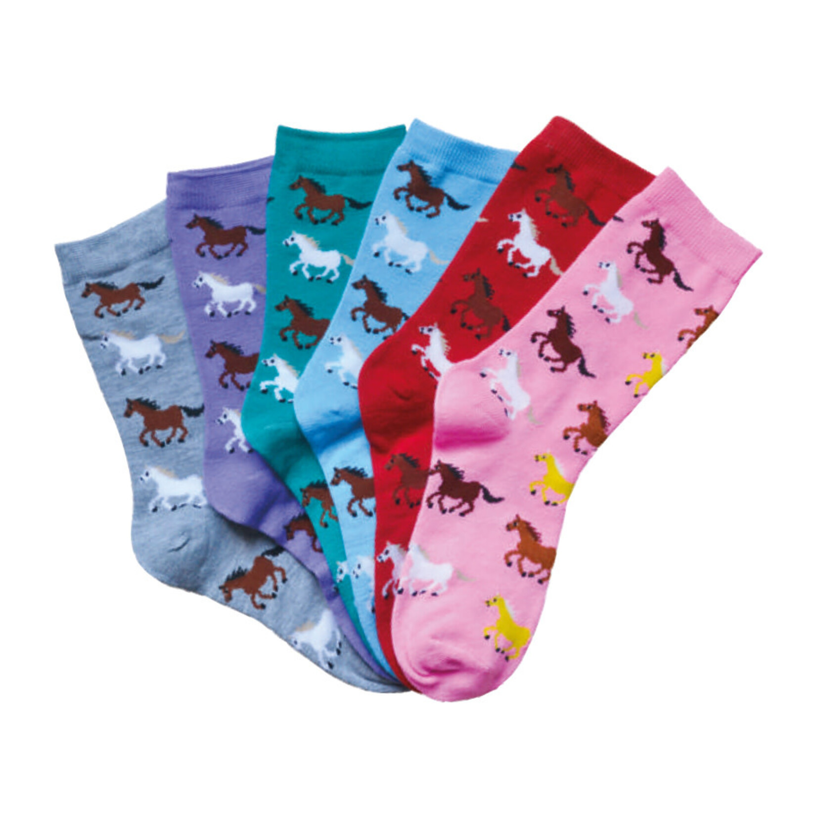 AWST International Ladies Crew Socks - Running Ponies