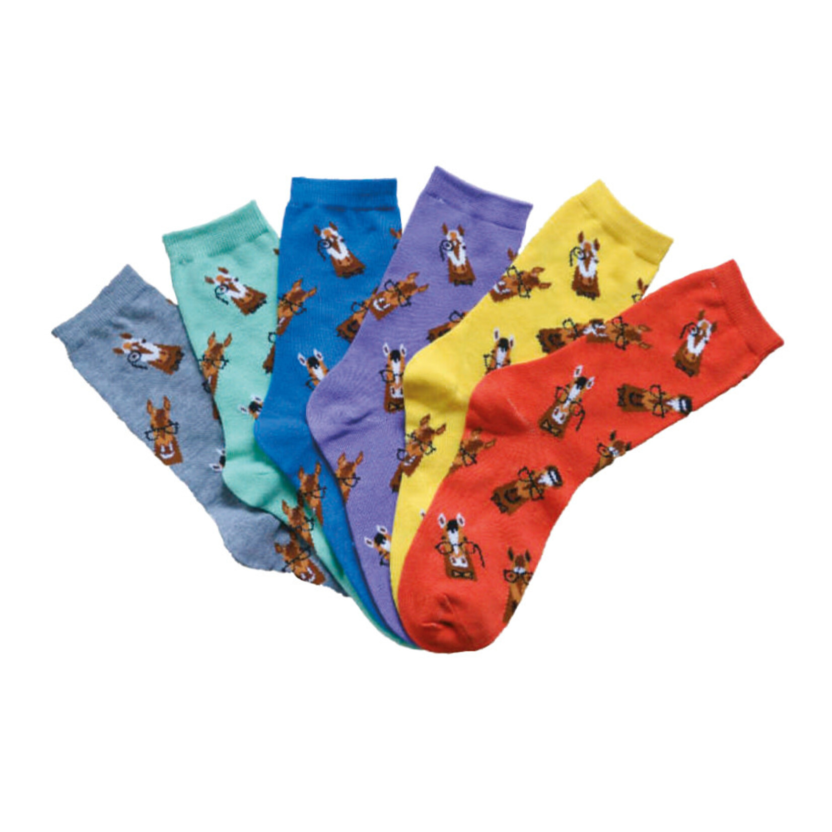 AWST International Ladies Crew Socks - Horses With Spectacles