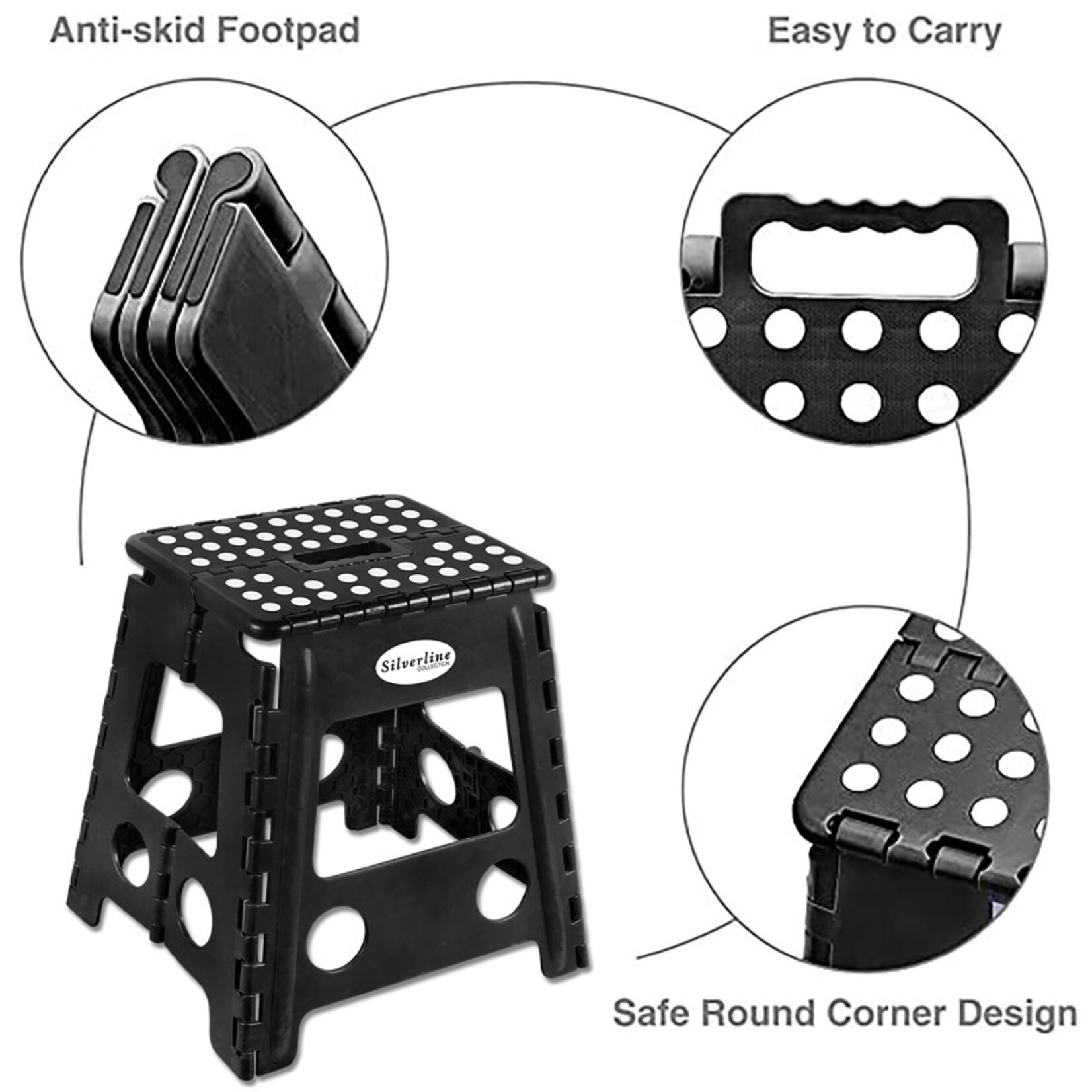 Silverline Folding Stool/Mounting Block - Black