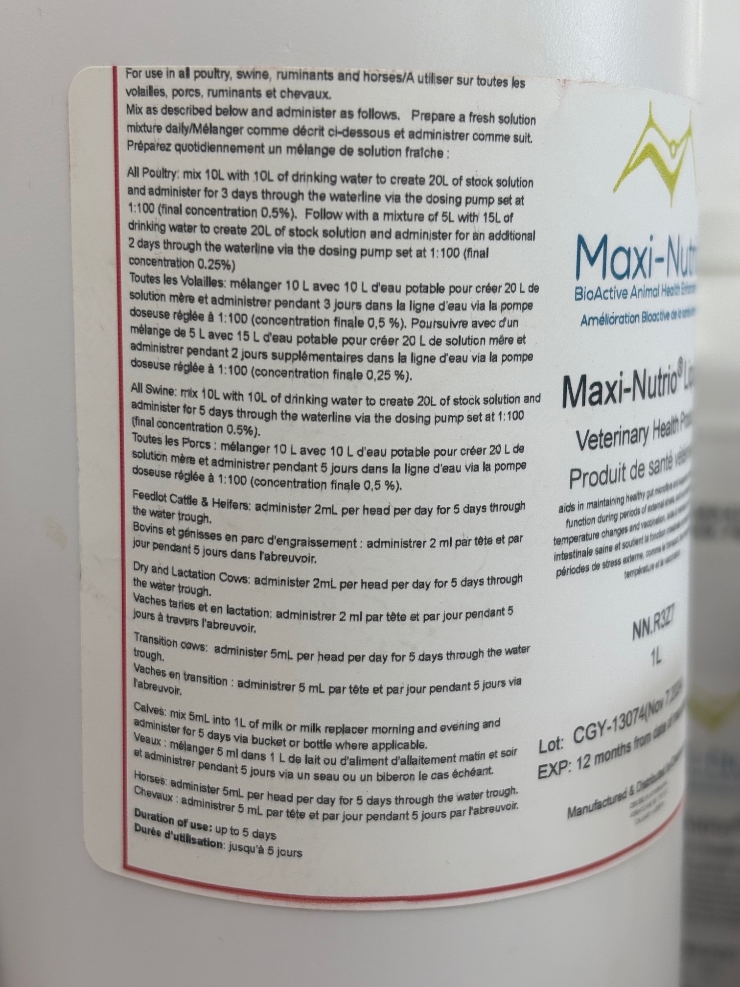 Maxi-Nutrio Dosage Info