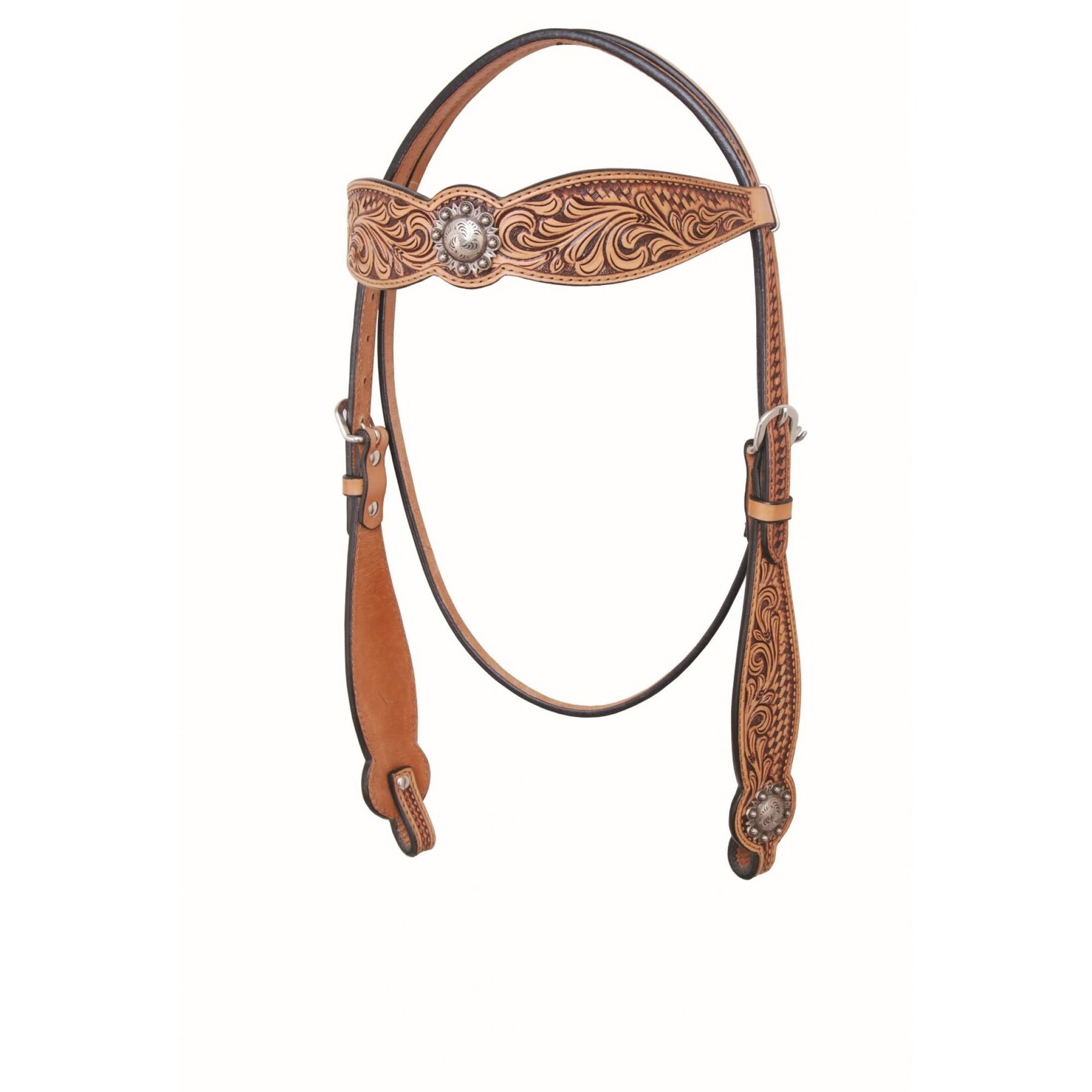 Country Legends Antique Floral & Basket Headstall & Breastcollar - Golden Tan, Size: Full