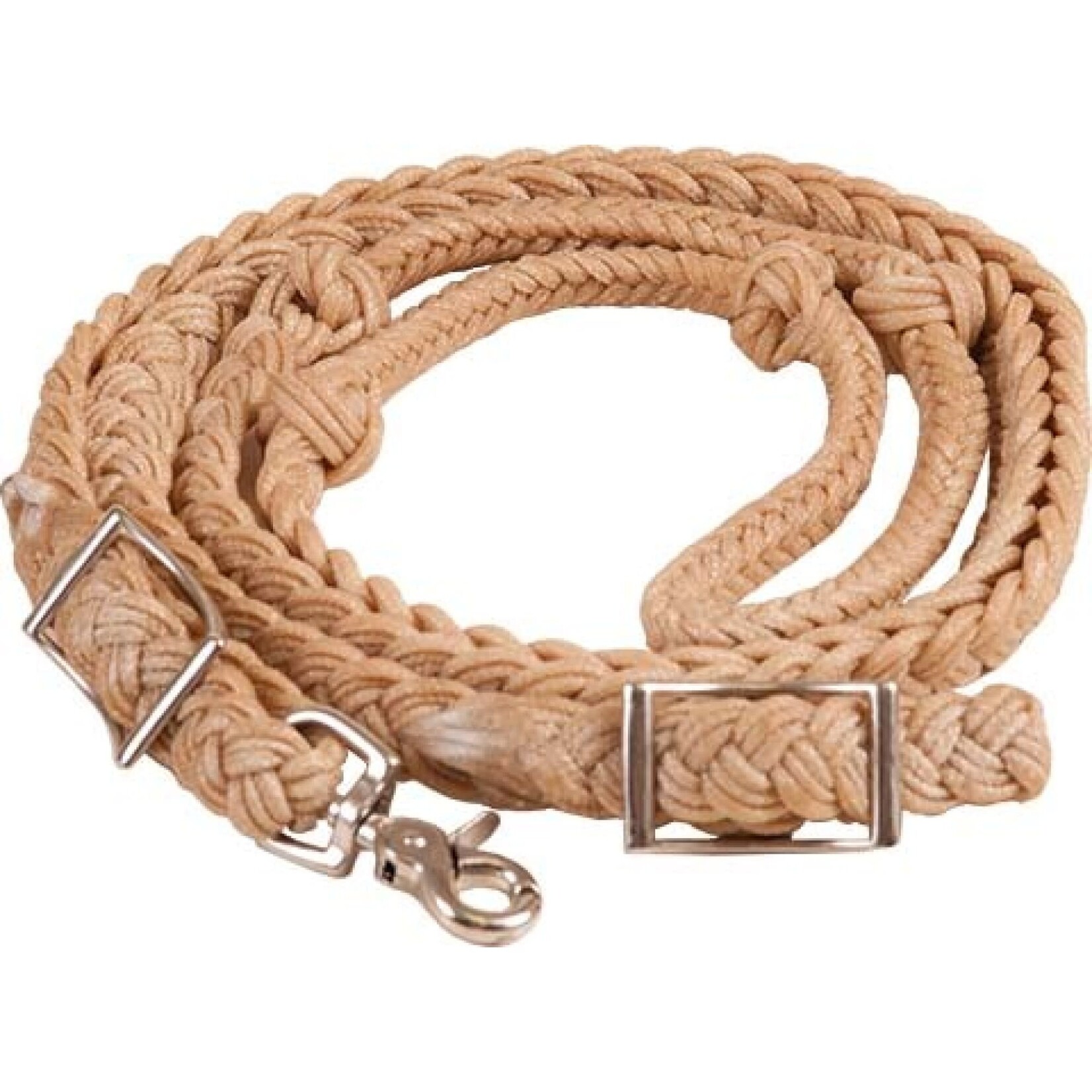 Mustang Waxed Knotted Barrel Reins - Tan, 5/8" x 8'