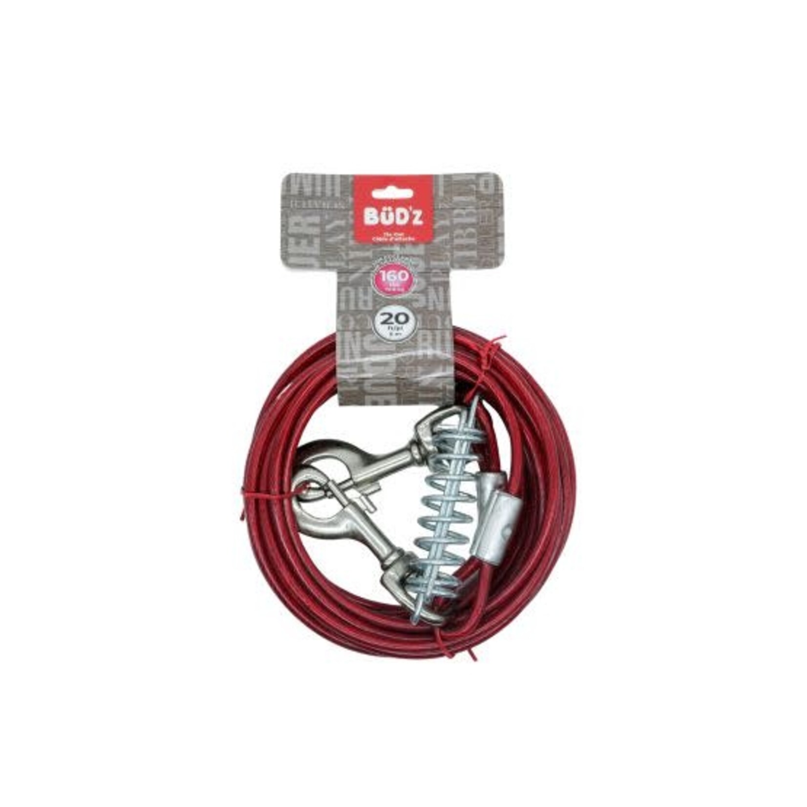 BUD'z Cable Tie Out With Spring - 20ft, Up To 160lbs Dog